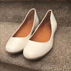 White Textured Slip-On Flats